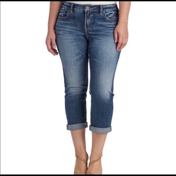 Silver Jeans Aiko Mid Capri Cuffed Denim Jeans - Picture 1 of 14